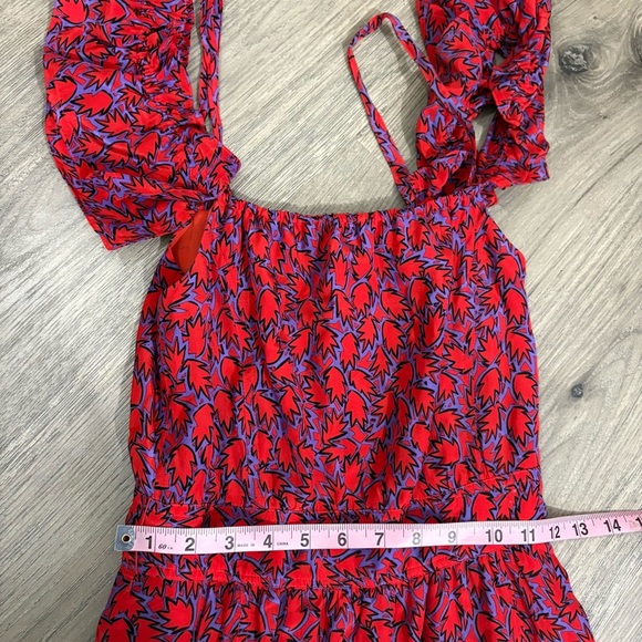 Derek Lam 10 Crosby Off Shoulder Tiered Silk Blend Maxi Dress Red Ruffles Sz 0 - Picture 13 of 16